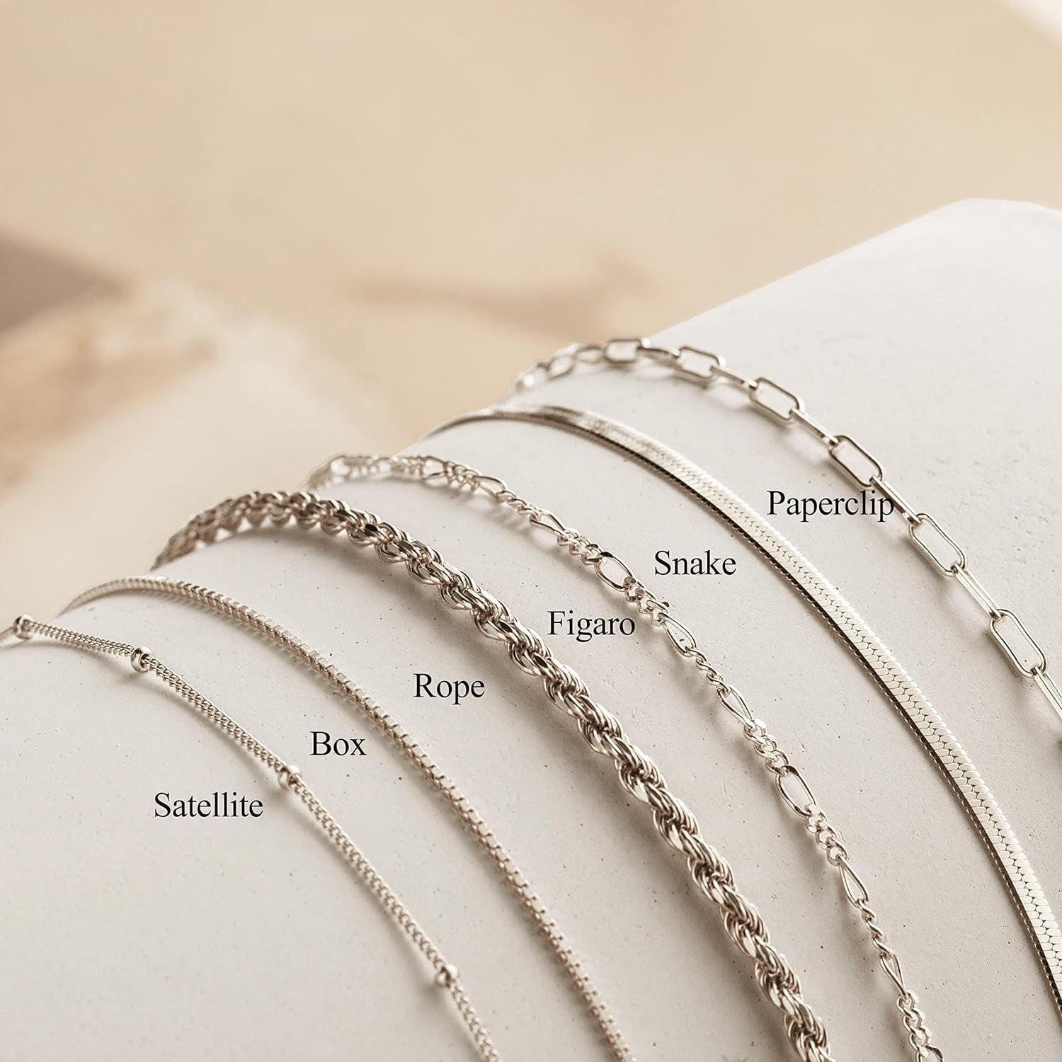 Dainty Bracelets for Women , 925 Sterling Jewelry Set for Women Bracelets for Women Paperclip Box Herringbone Figaro Rope Chain Bracelet Pack Gifts for Women Girls