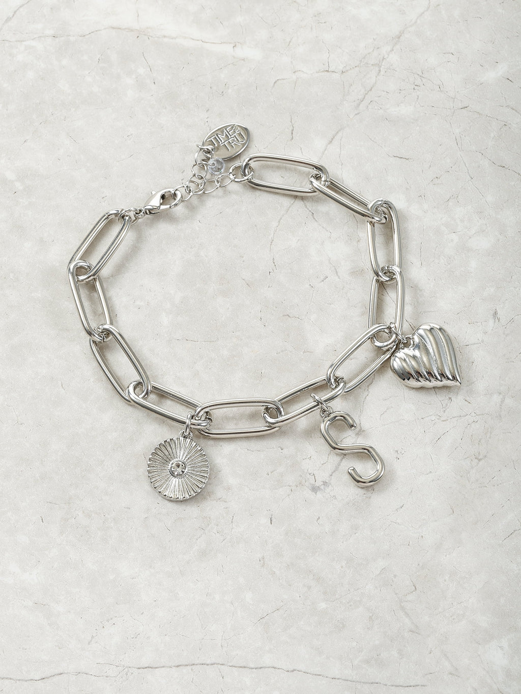Silvertone Initial Charm Bracelet, Initial M