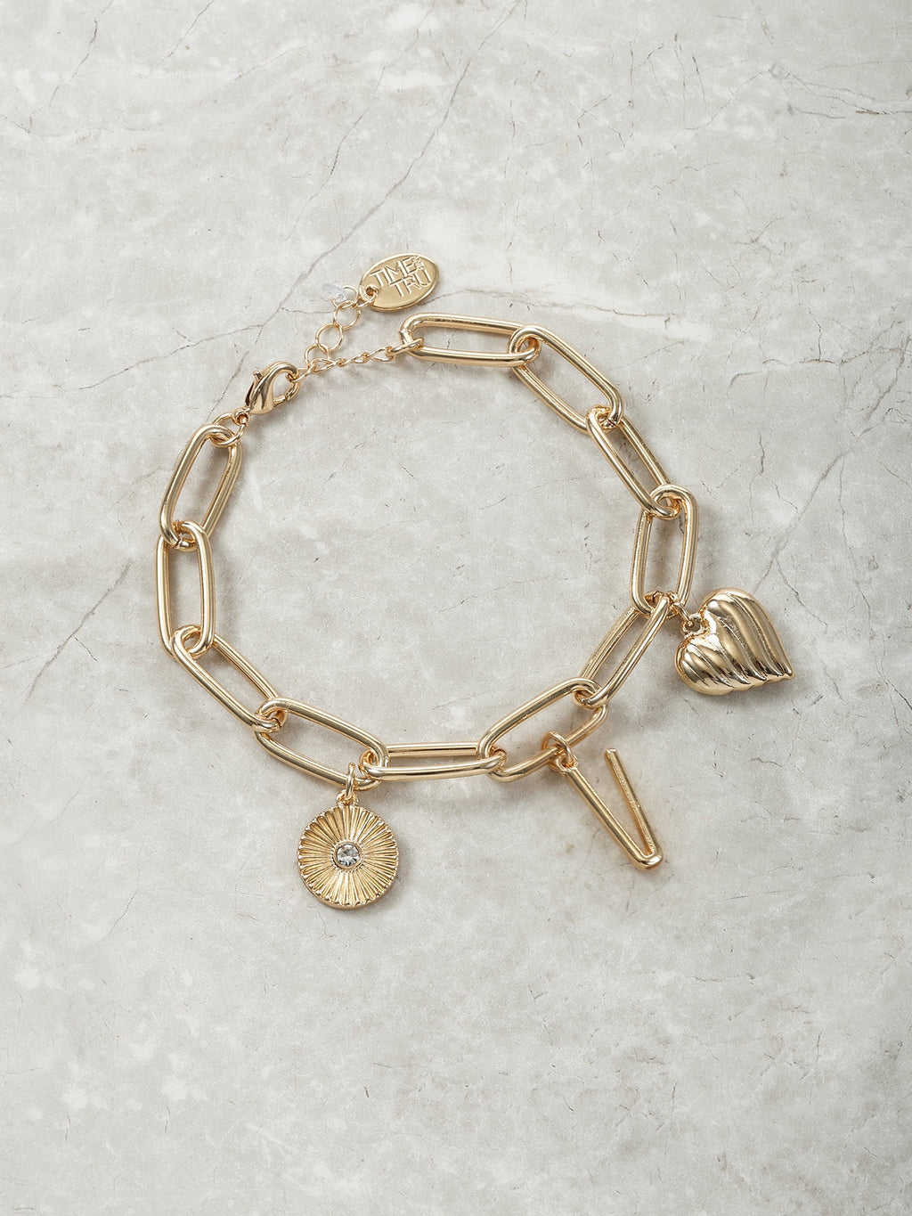 Goldtone Initial Charm Bracelet, Initial J