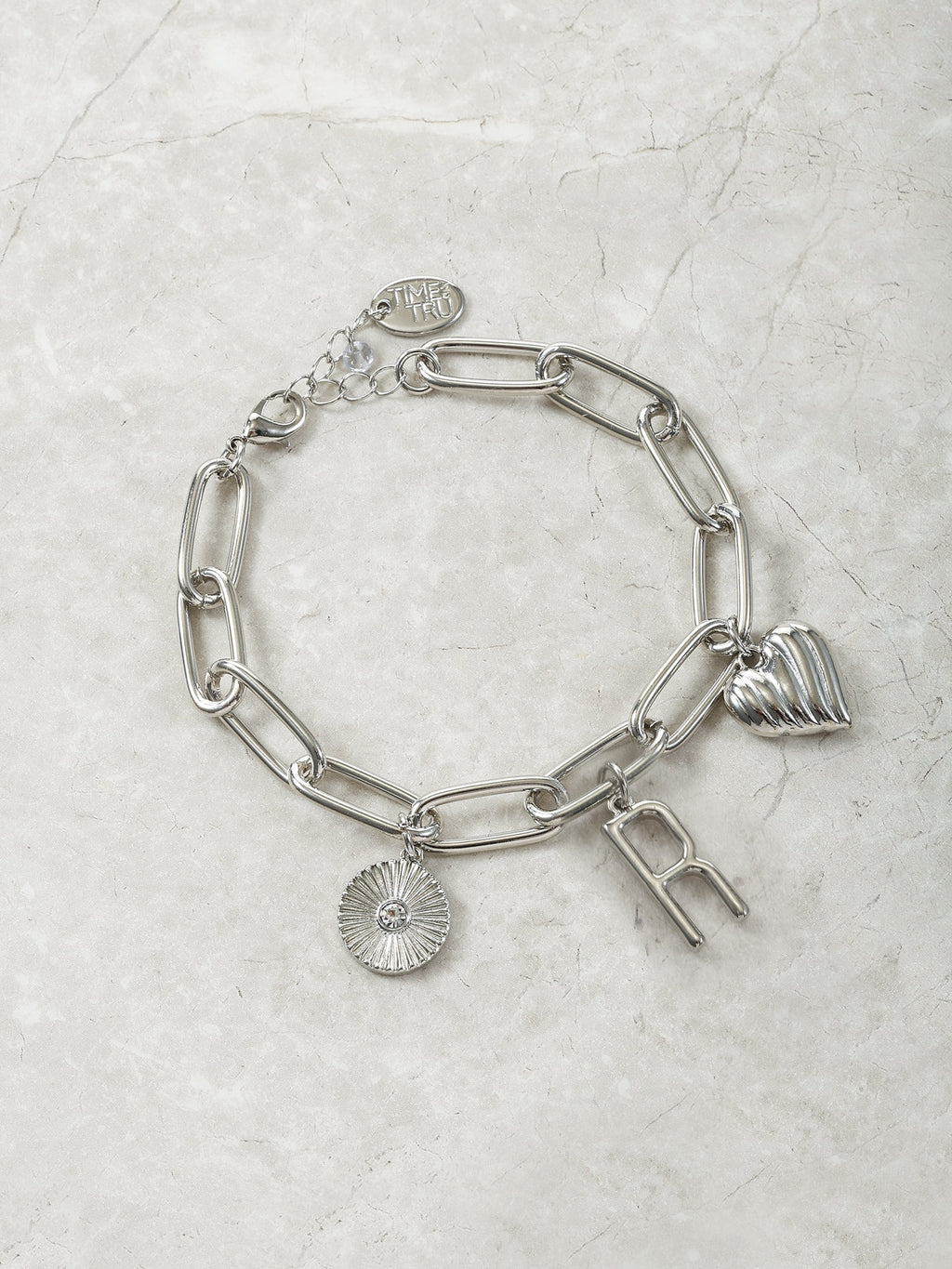 Silvertone Initial Charm Bracelet, Initial M
