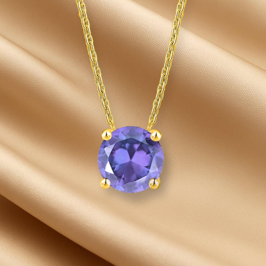 1 - April Solitaire Pendant Necklace in 18K White over , Female, Adult