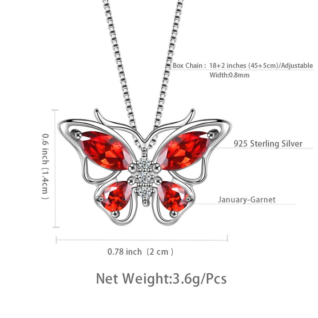December Tanzanite Blue Butterfly Necklaces 925 Sterling Pendant Jewelry for Women Wife