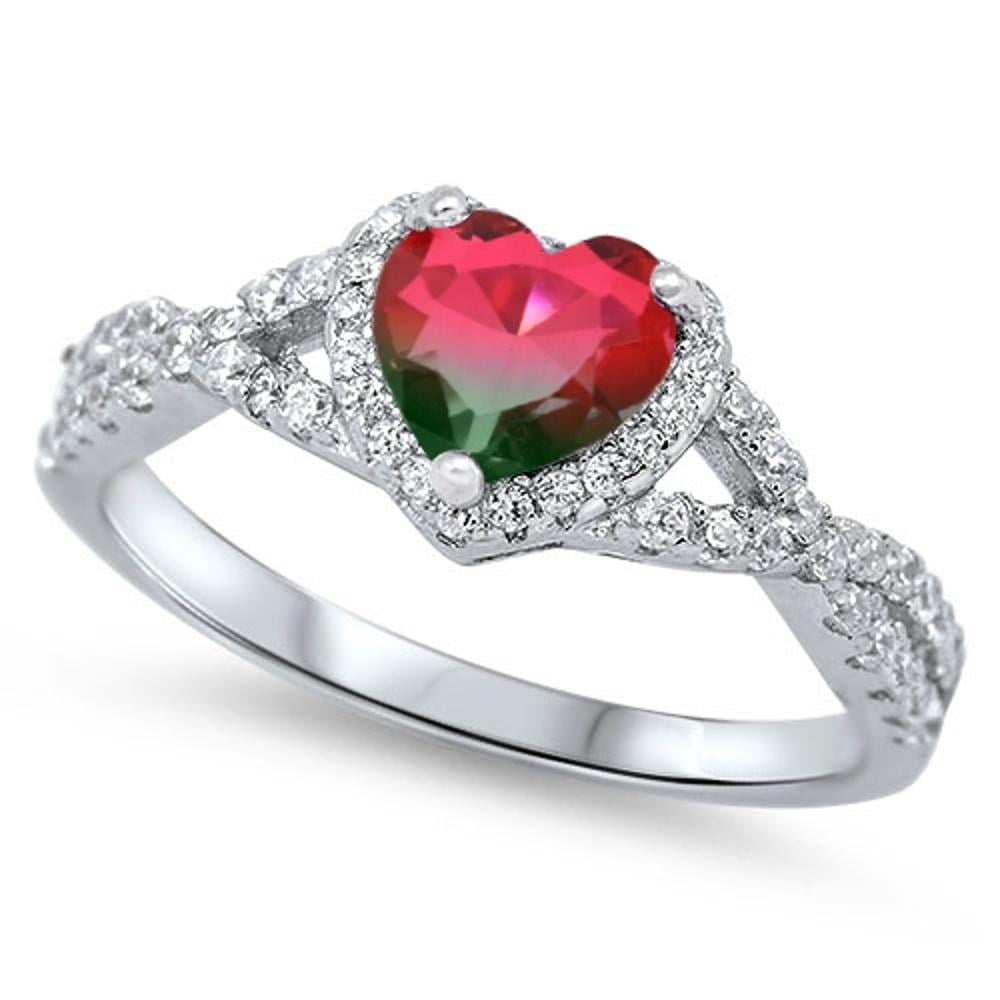 Heart Purple Simulated Amethyst Halo Infinity Knot Sterling Ring CZ Female Size 7