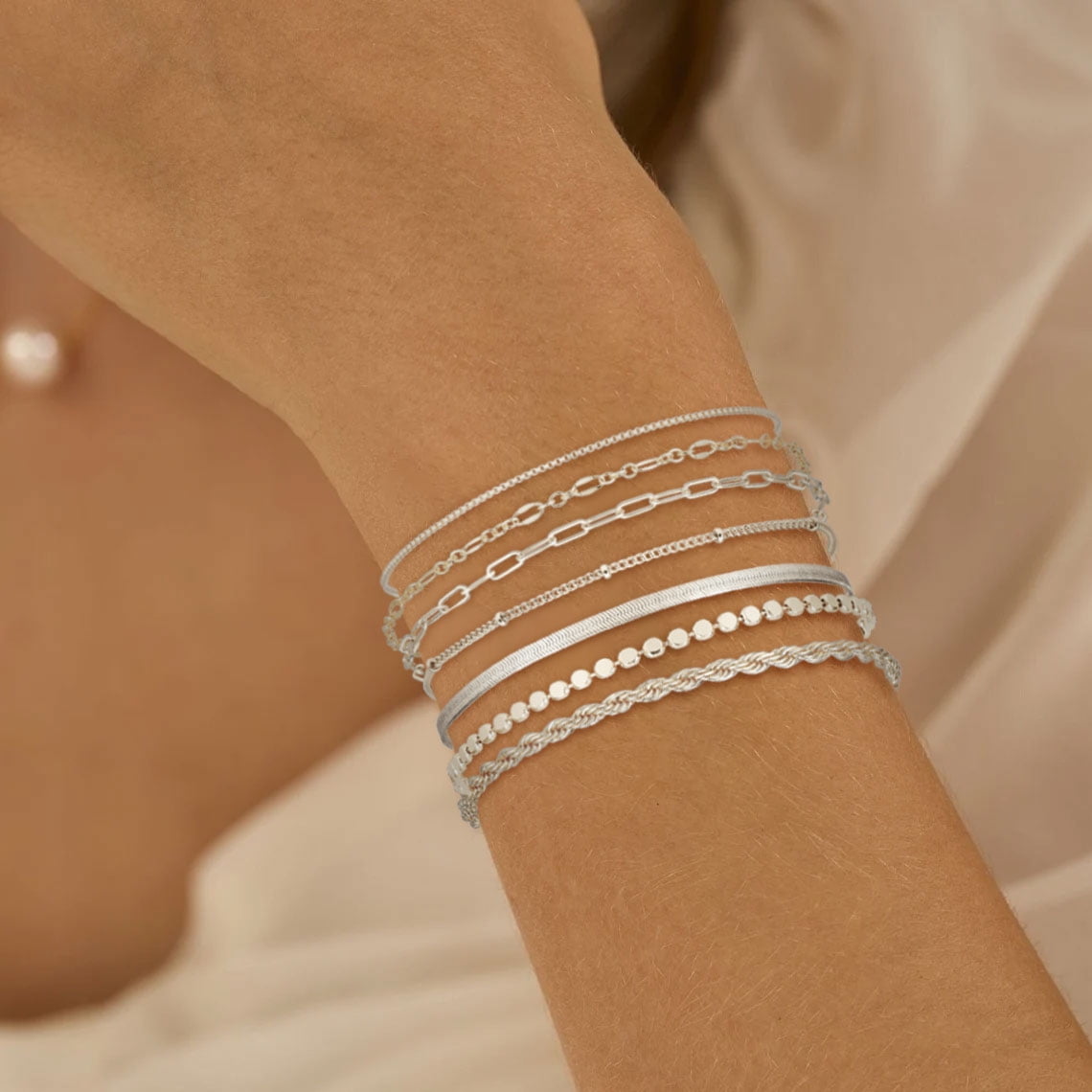 6PCS Bracelets for Women 14K Plated Dainty Layered Stacking Jewelry Set Gifts