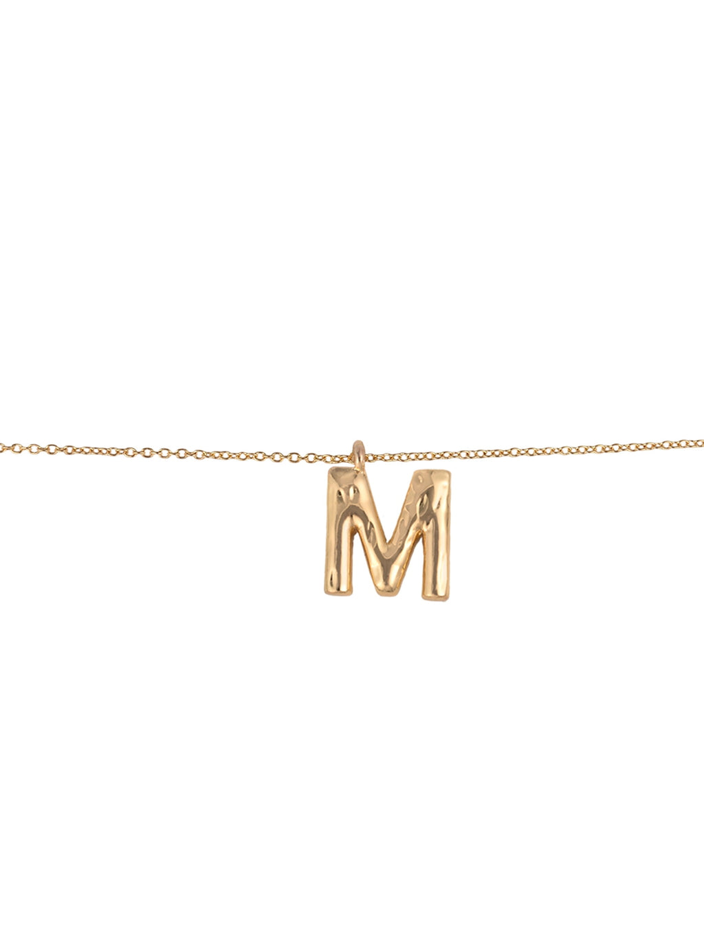 Goldtone Hammered Initial "M" Pendant Necklace