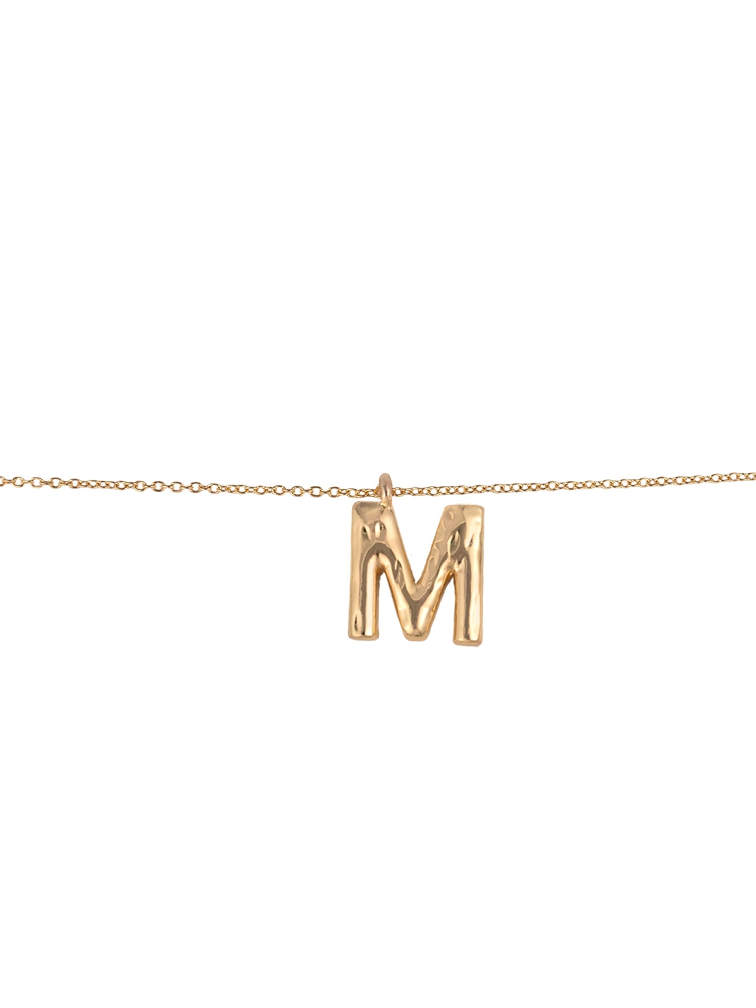 Goldtone Hammered Initial "M" Pendant Necklace