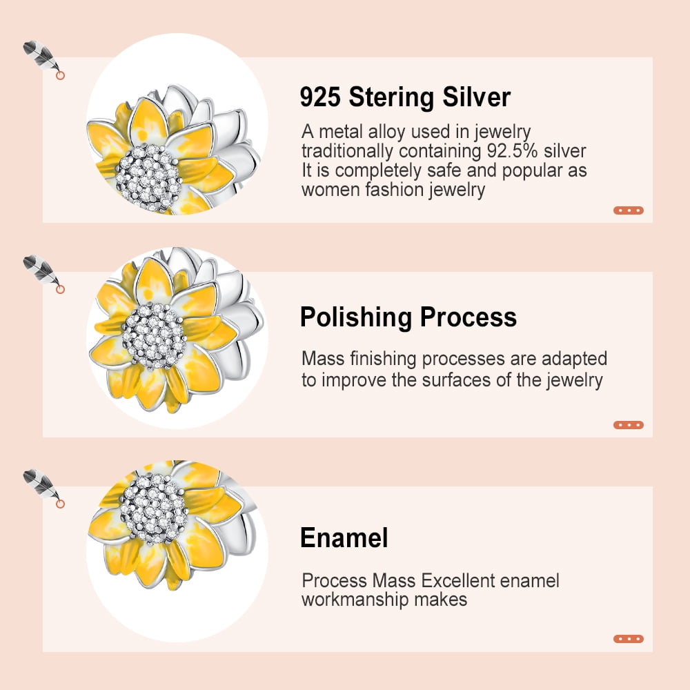 925 Sterling Charm for Bracelets Four Leaf Clover Lucky OpenWork Bead Charm Women Bracelet Charm