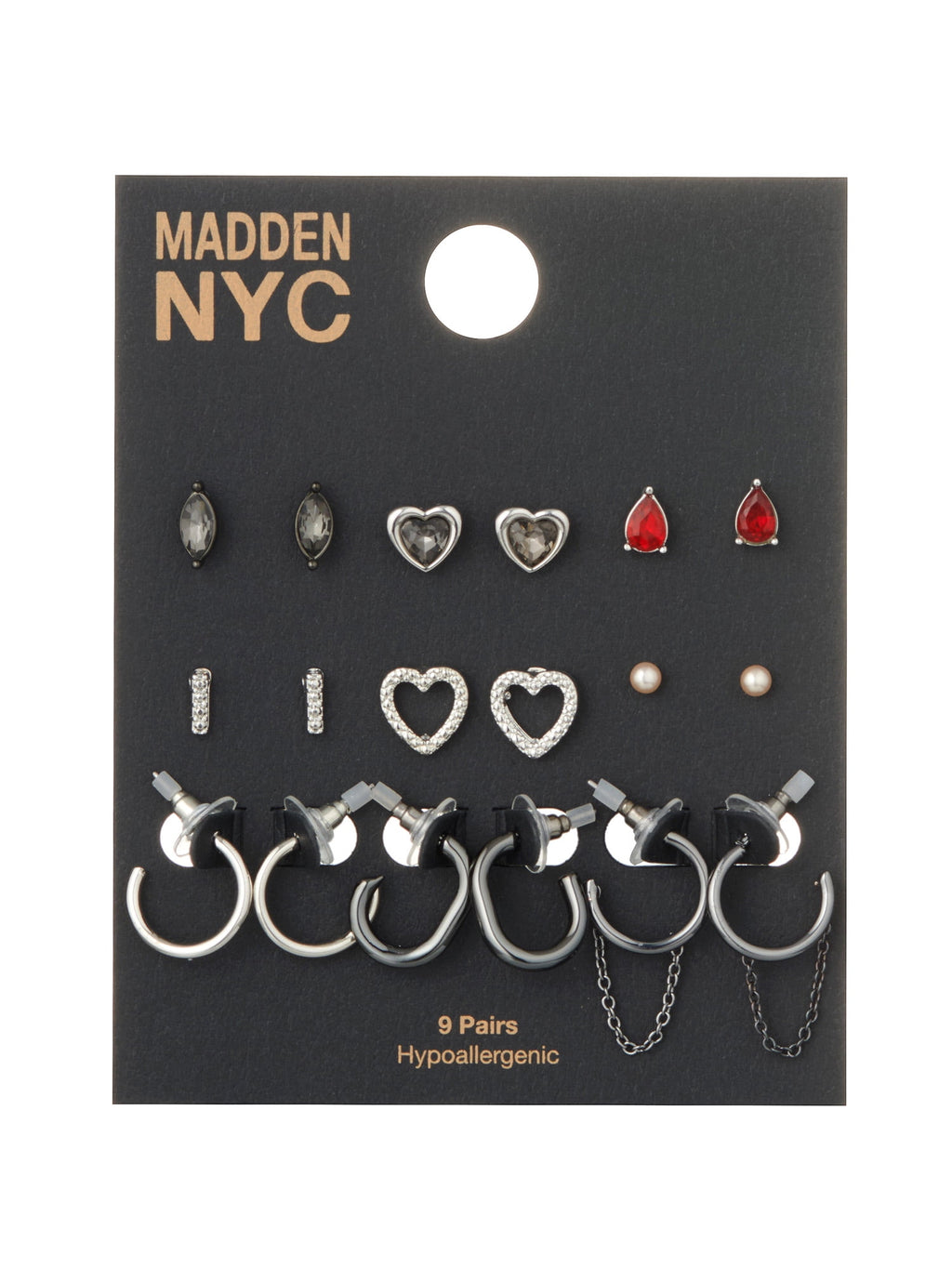 Women's Tone Western Mixed Stud &amp; Hoop 9-Piece Earring Set