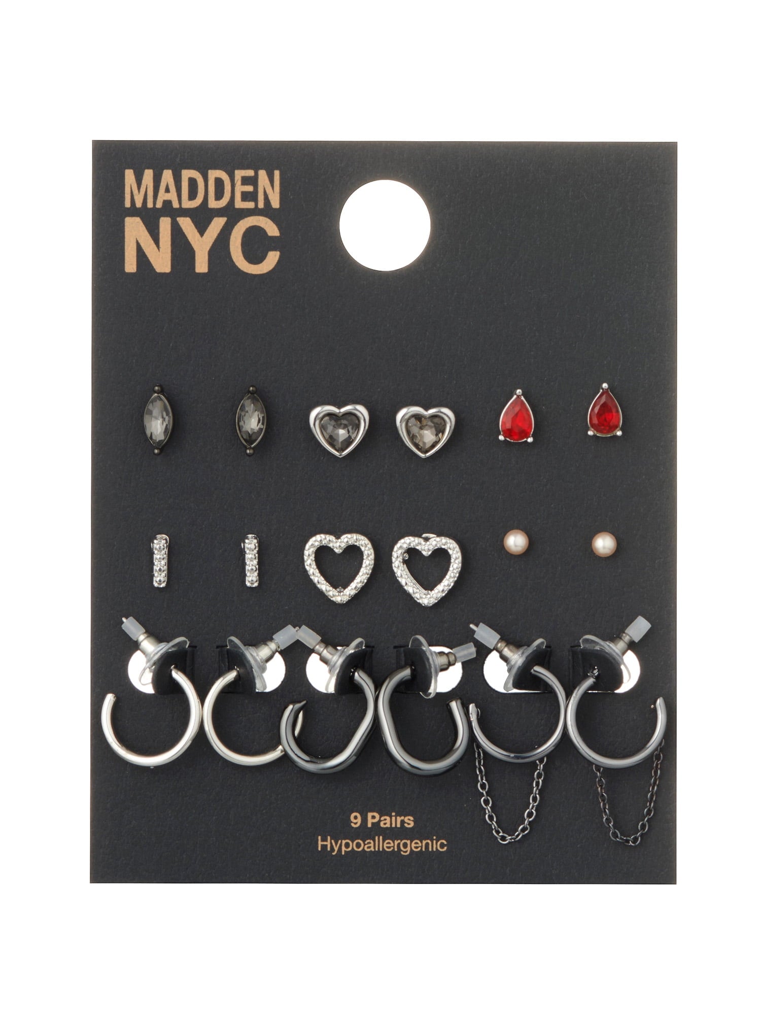 Women's Tone Western Mixed Stud &amp; Hoop 9-Piece Earring Set