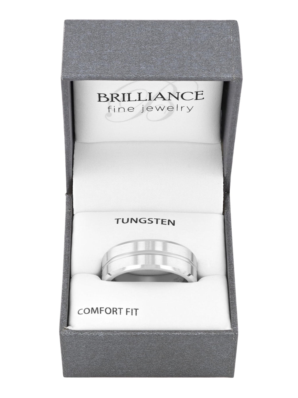 Men's Black Tungsten 8MM Grooved Comfort Fit Wedding Band by Fine Jewelry - Mens Ring
