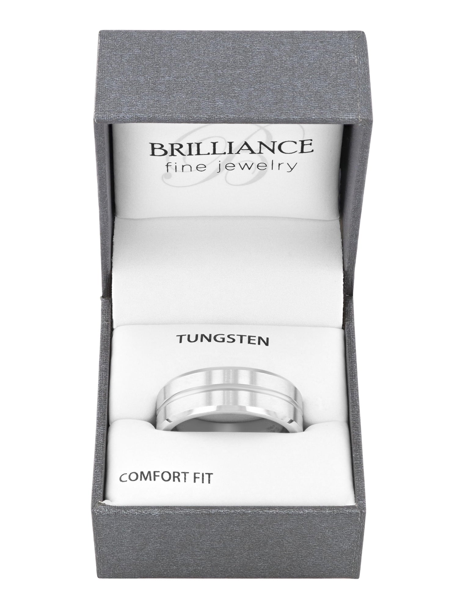 Men's Black Tungsten 8MM Grooved Comfort Fit Wedding Band by Fine Jewelry - Mens Ring