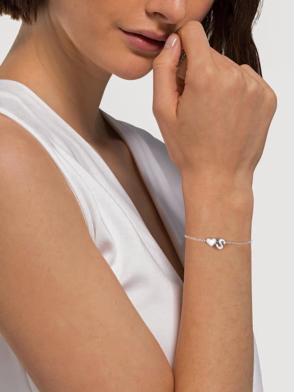 Women's Sterling Bracelets Heart &amp; Alphabet Letter A Initial Bracelet Charm Jewelry Gifts for Her