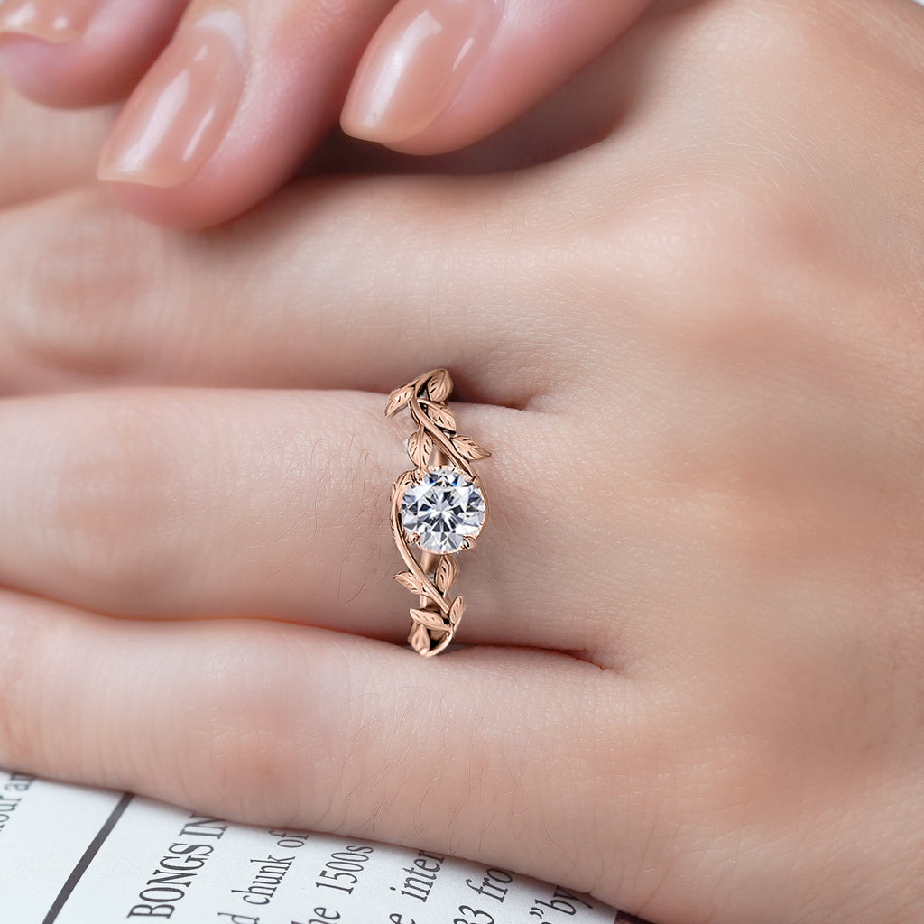 0.50 Round Cut Bohemian Engagement Ring - Vintage Ring - 18k White Plating for Women
