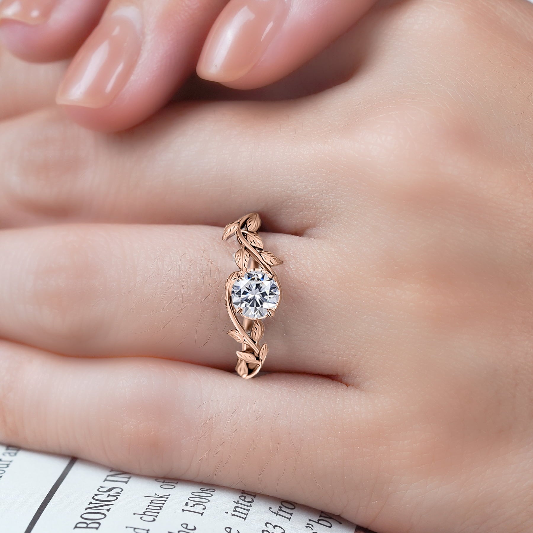0.50 Round Cut Bohemian Engagement Ring - Vintage Ring - 18k White Plating for Women