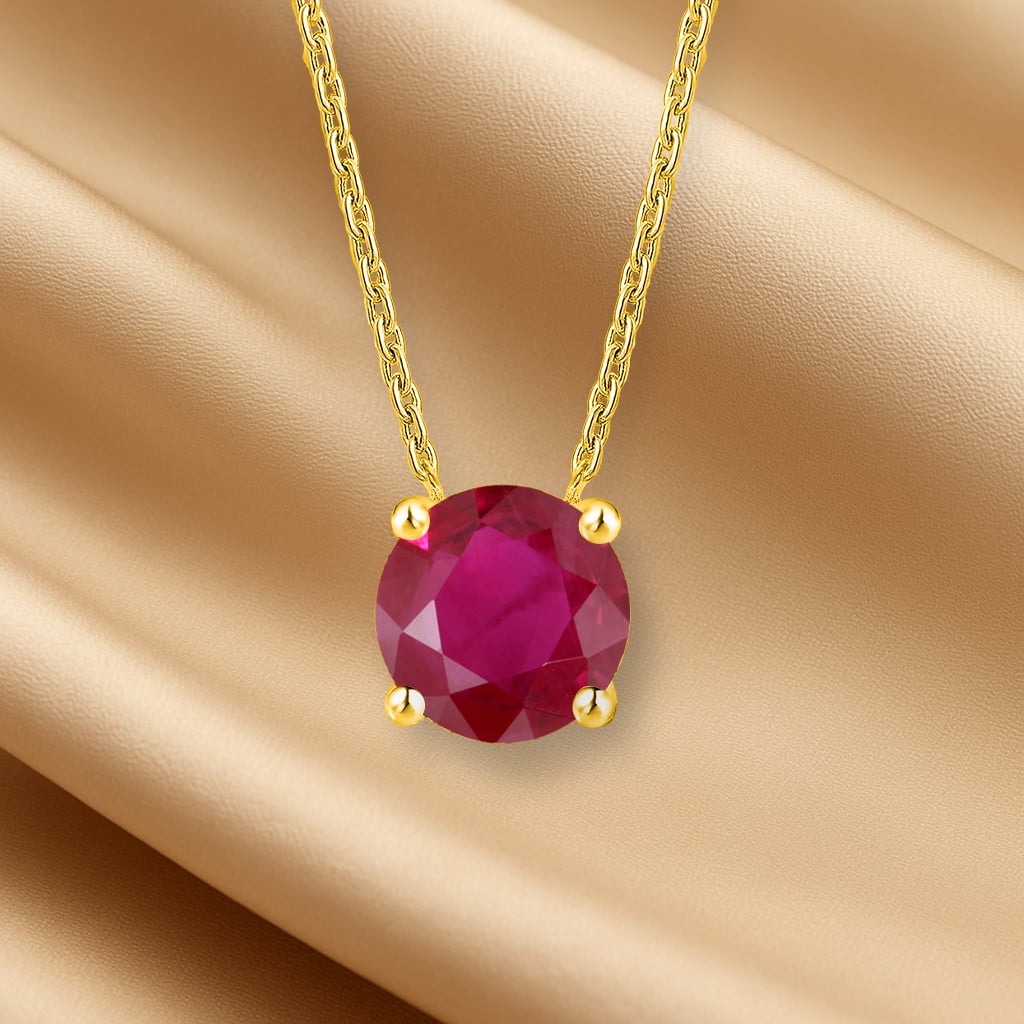 1 - April Solitaire Pendant Necklace in 18K White over , Female, Adult