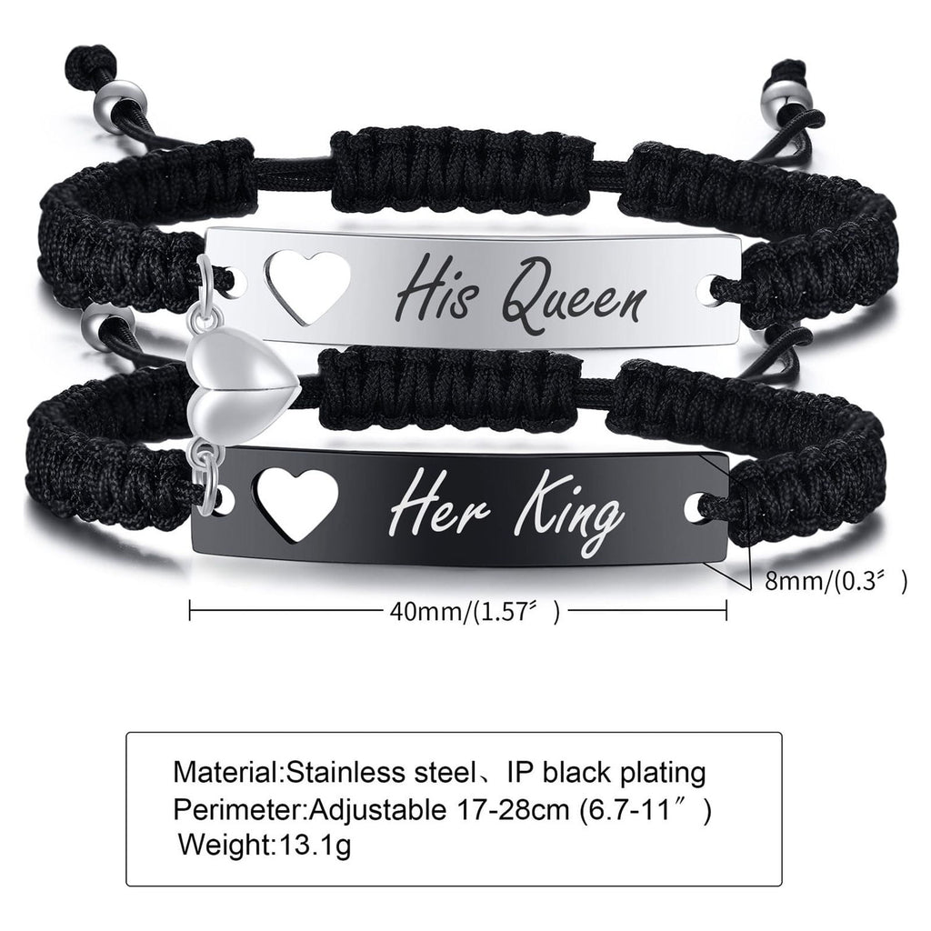 Magnetic Couples Bracelet, Adjustable Matching Macrame Bracelets, Stainless Steel Distance Relationship Bracelet, BF and GF Gifts