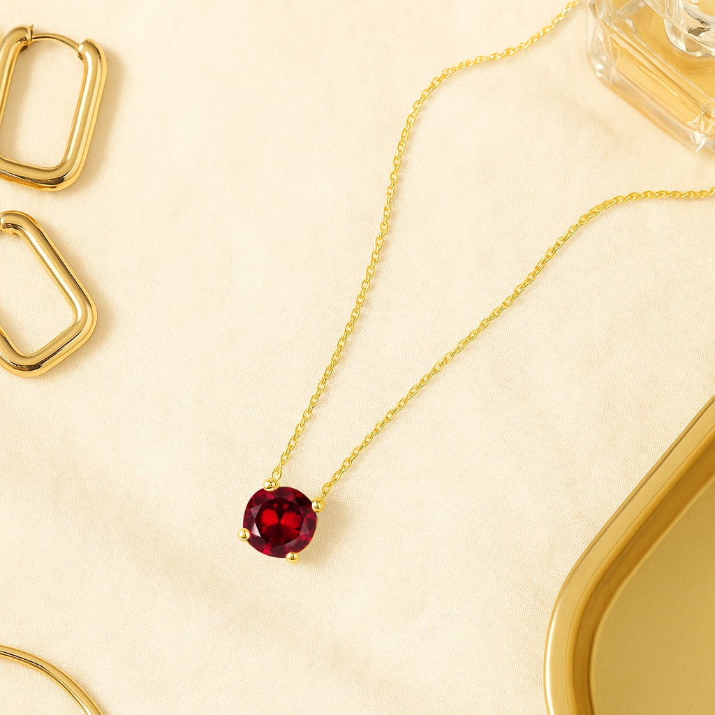 1 - April Solitaire Pendant Necklace in 18K White over , Female, Adult
