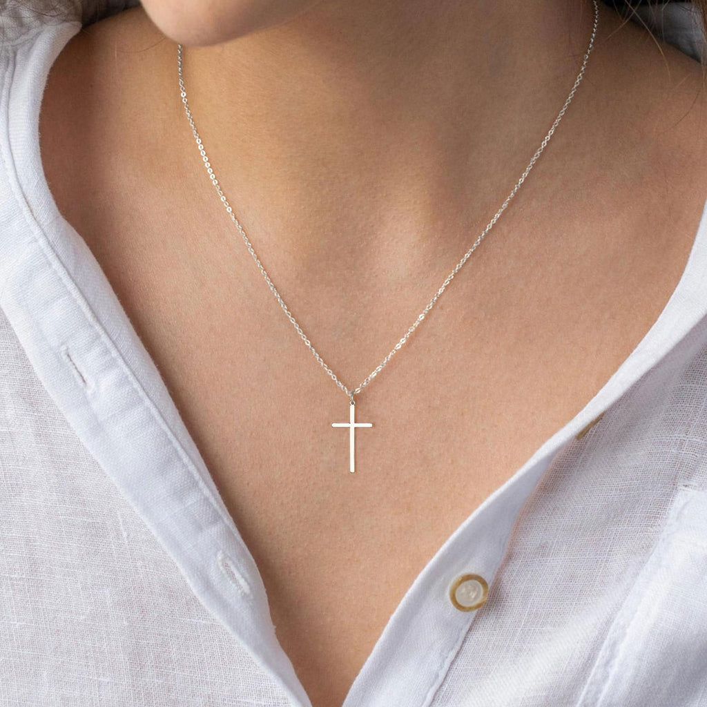 14K Plated Dainty Tiny Cross Pendant Necklace for Women Jewelry Personalizedt First Communion Christian Baptism Easter Gifts for Her Kid Girls