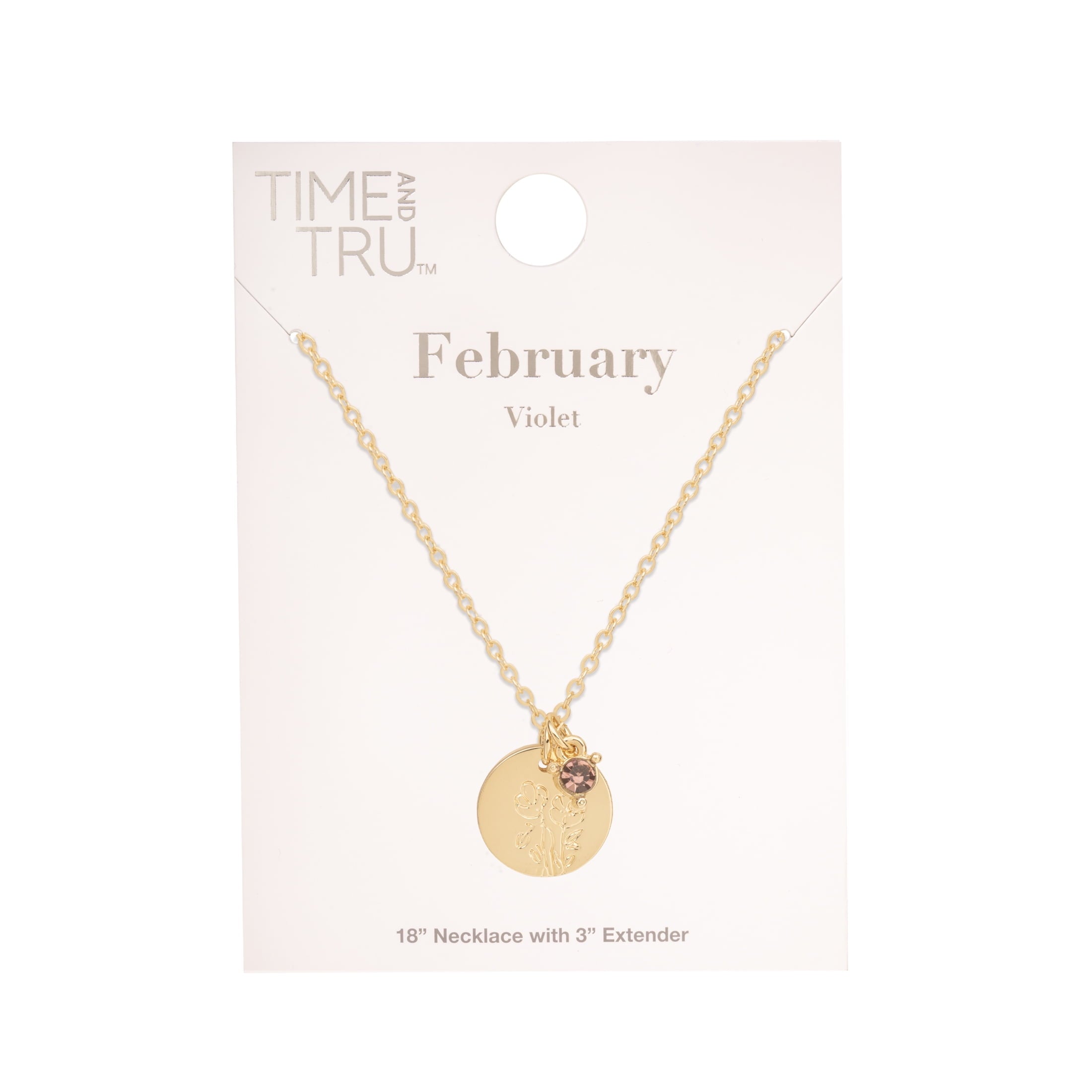 Women’s March Necklace, Tone Chain with Light Azure Stone &amp; Daffodil Flower