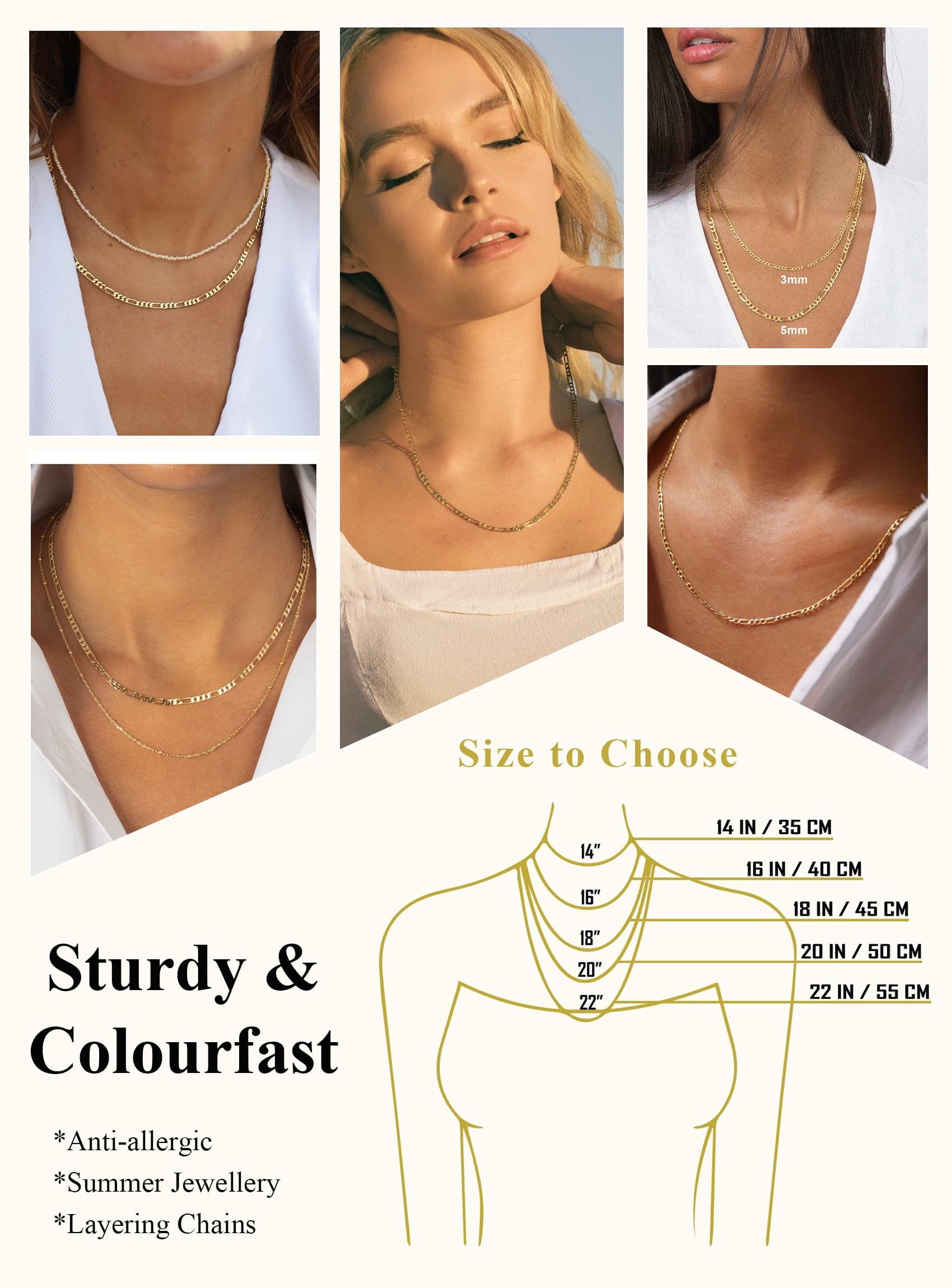 S925 Sterling Plated Chains for Women Men Boys 3mm/5mm Figaro Curb Link Necklace Easter Basket Stuffers Jewelry Gifts Teen Him Her Girls Adults Kids Age 14/16/18/20/22/24 Inch