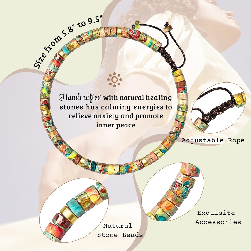 Inspirational Gifts Bracelets for Women - Healing Stone Bracelets - Cheer Up Appreciation for Teachers Women Friends Sister Bestie Coworkers Employees