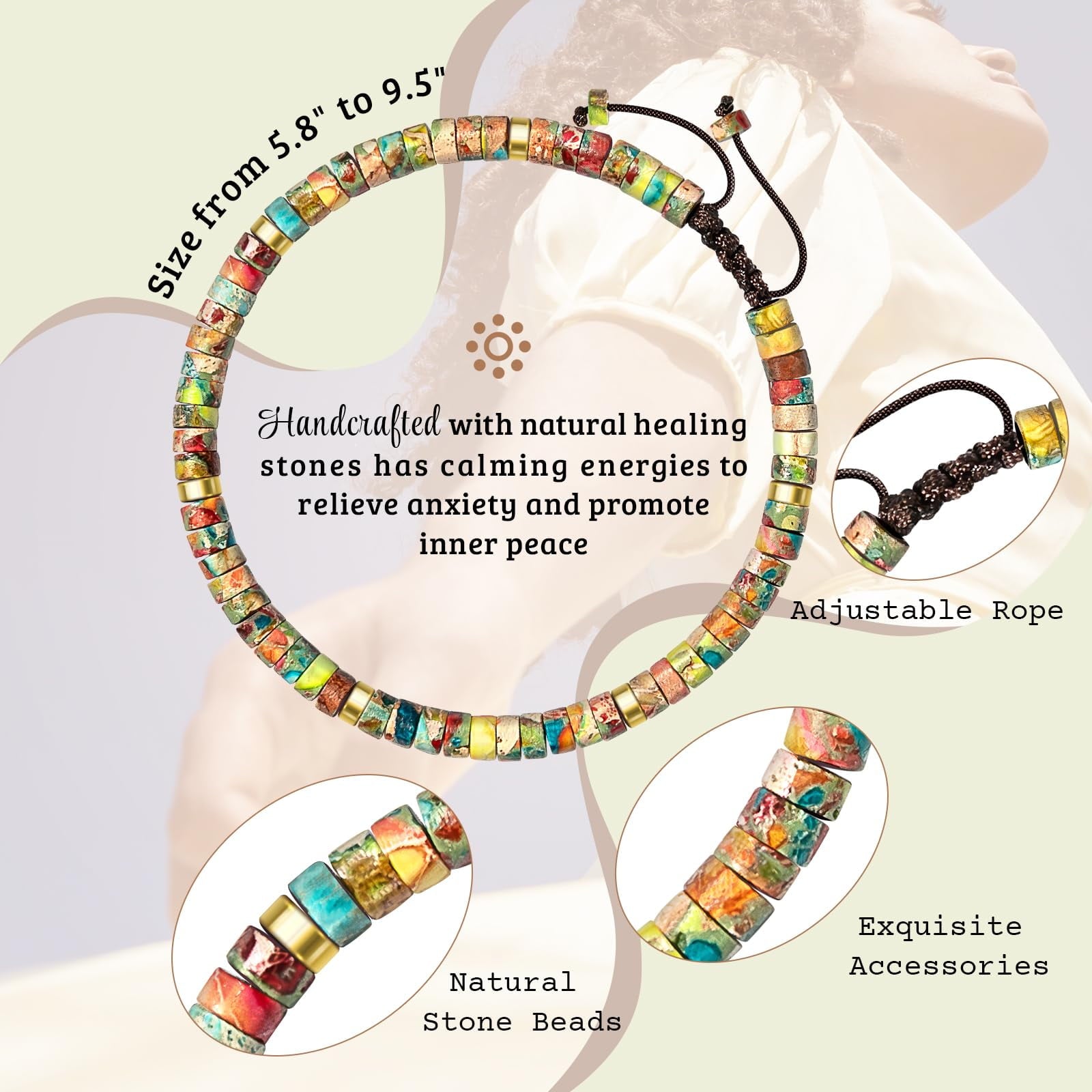 Inspirational Gifts Bracelets for Women - Healing Stone Bracelets - Cheer Up Appreciation for Teachers Women Friends Sister Bestie Coworkers Employees