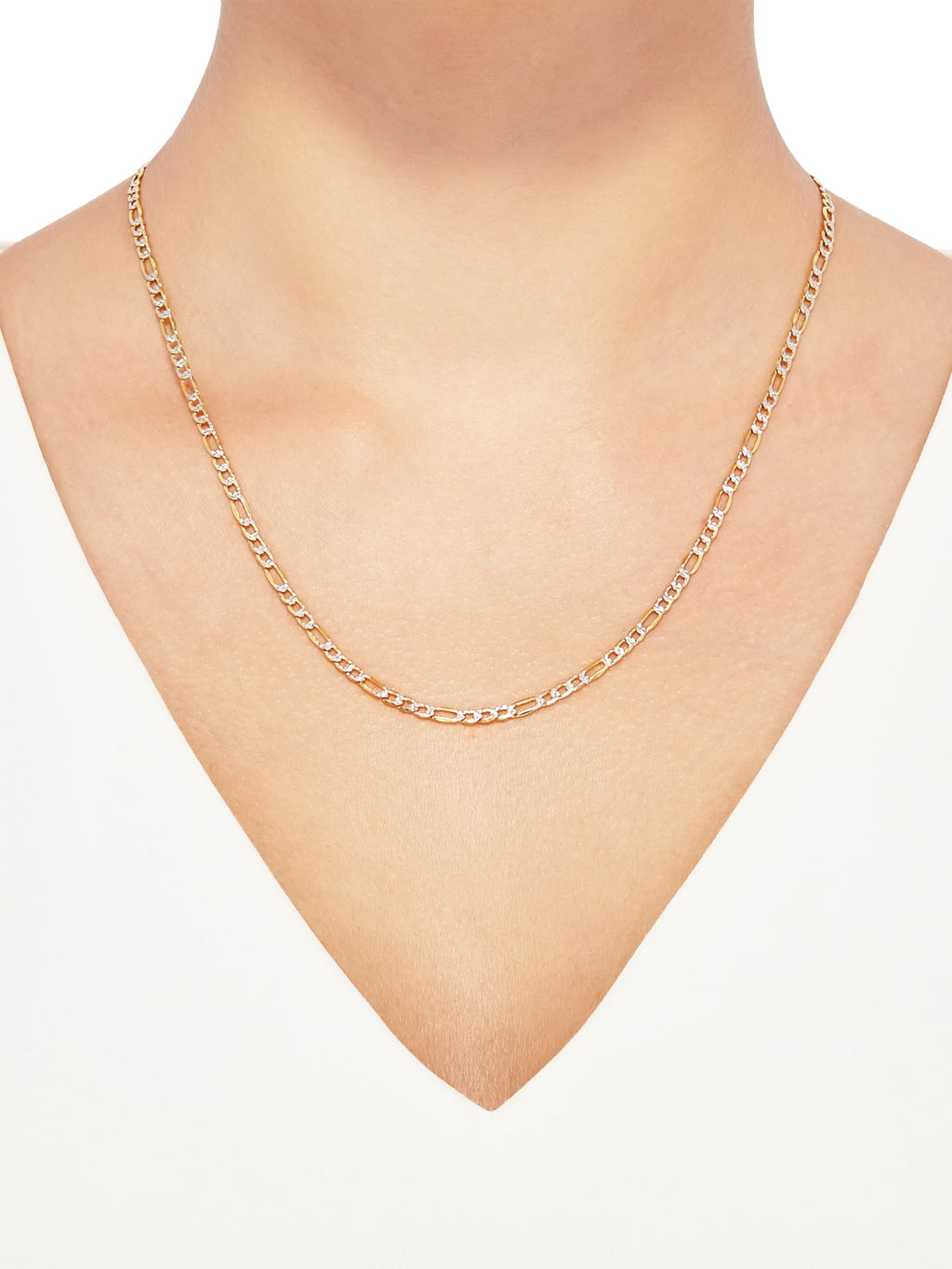 Fine Jewelry Sterling 1/20 10K Yellow 3.40MM Hollow Figaro Necklace, 20"