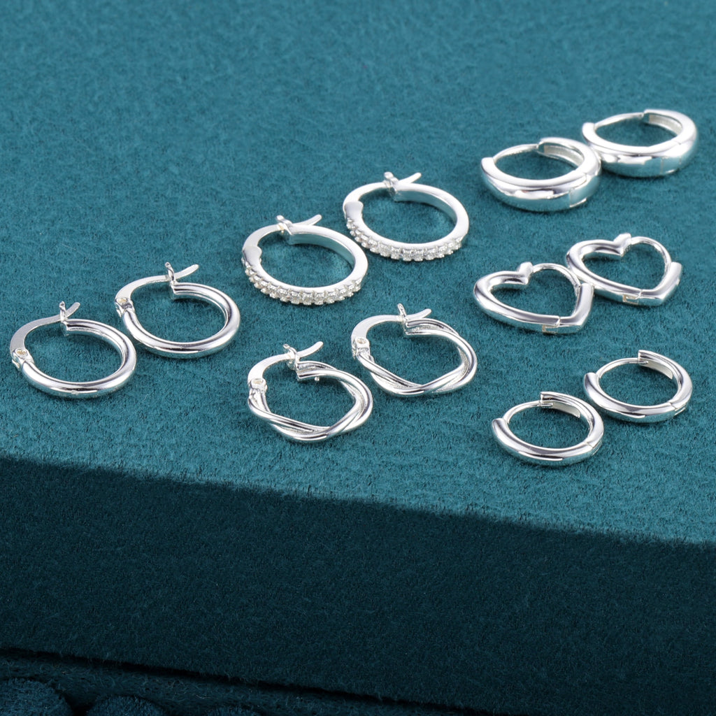14K Plated Hypoallergenic Small Hoop Earrings Set, Chunky Huggie Stackable Earrings for Women