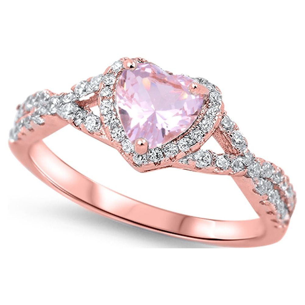 Heart Purple Simulated Amethyst Halo Infinity Knot Sterling Ring CZ Female Size 7