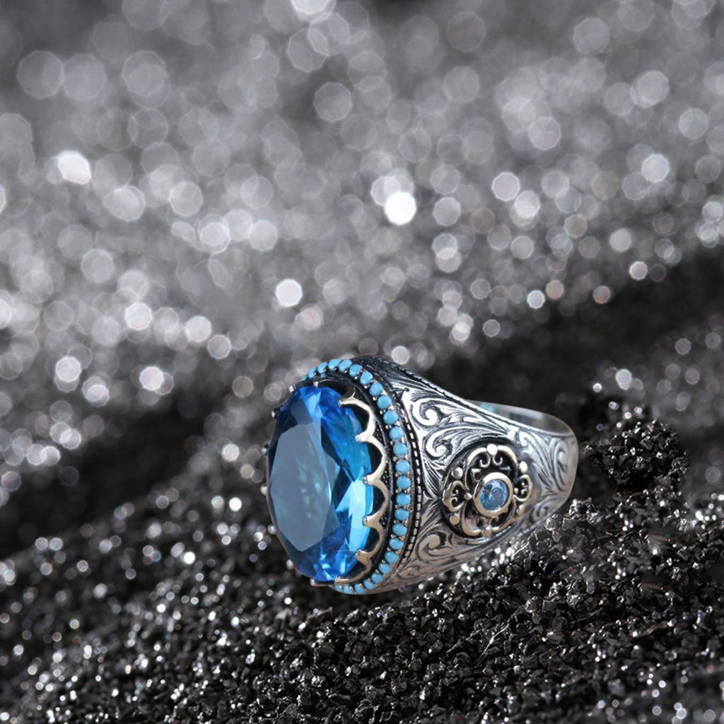 Women Ring Black Zircon Ring Ladies Jewelry Engaged Ring (Black,9)