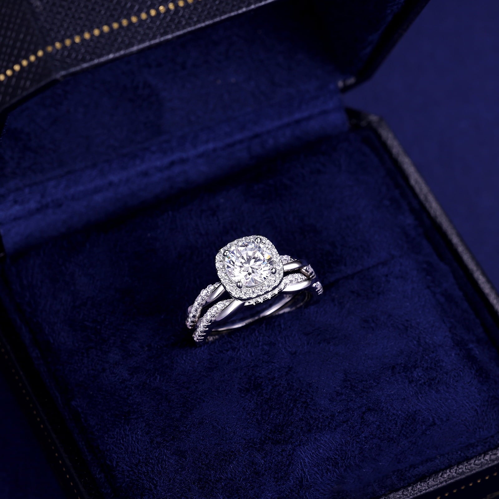 Halo Wedding Ring Set for Women Bridal Sets 925 Sterling AAAAA Zirconia Size 7