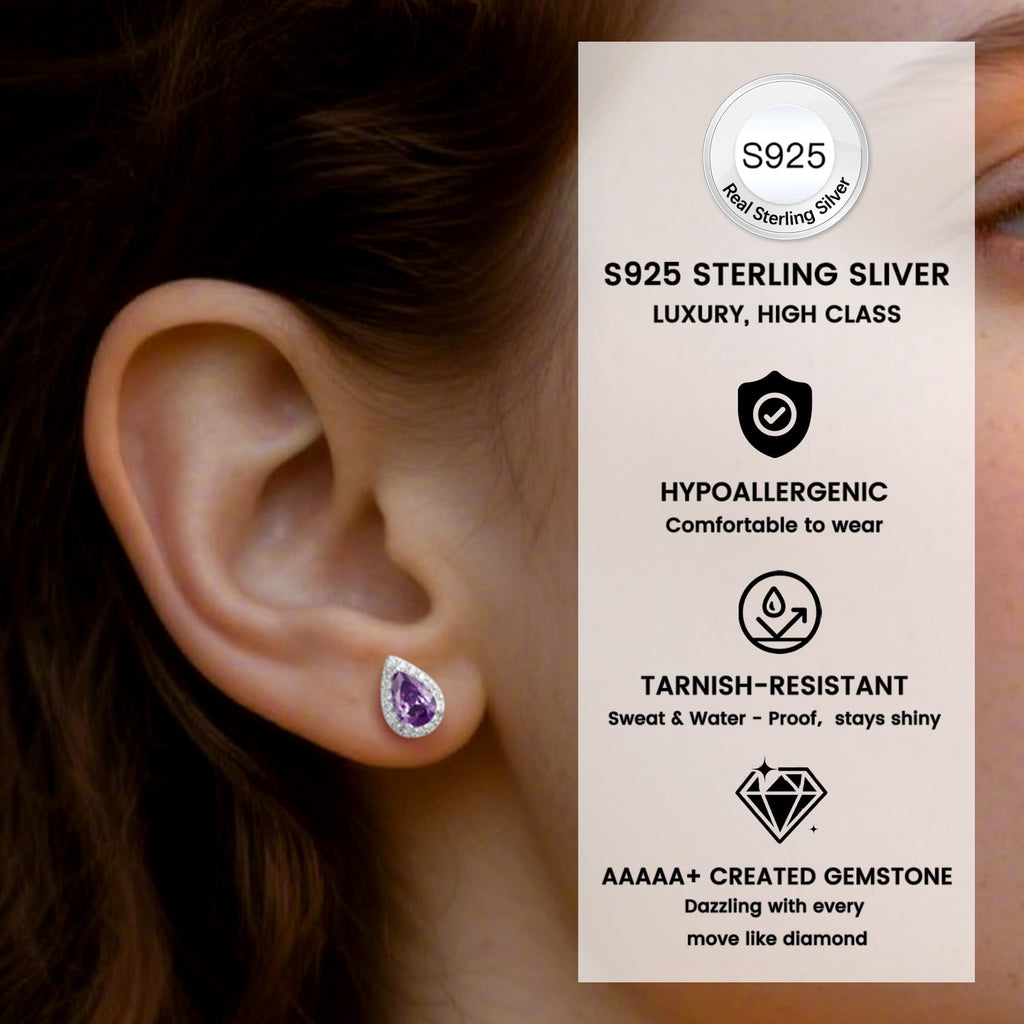 S925 Sterling Earrings Created Pink Tourmaline Stud Earrings October Round Jewelry Gifts for Valentines Day