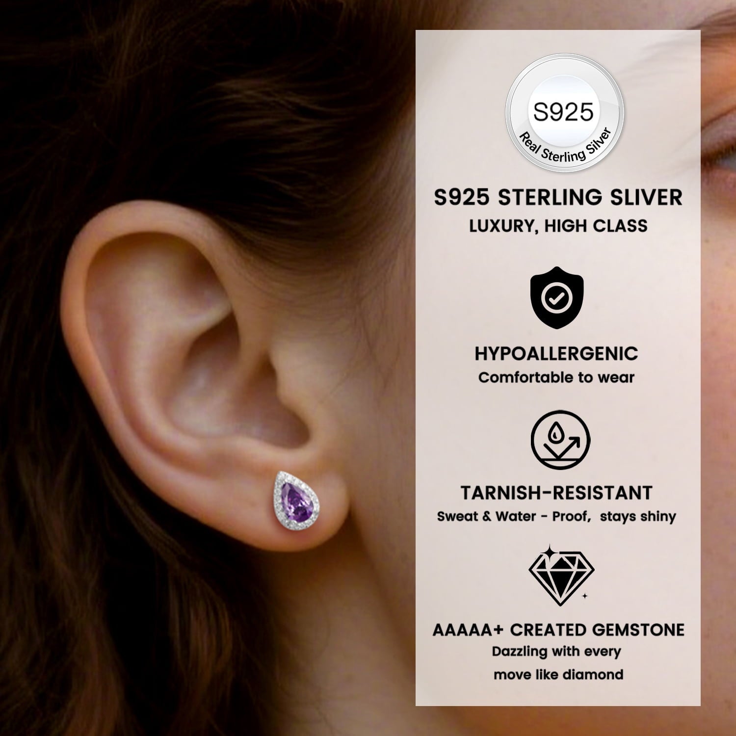 S925 Sterling Earrings Created Pink Tourmaline Stud Earrings October Round Jewelry Gifts for Valentines Day