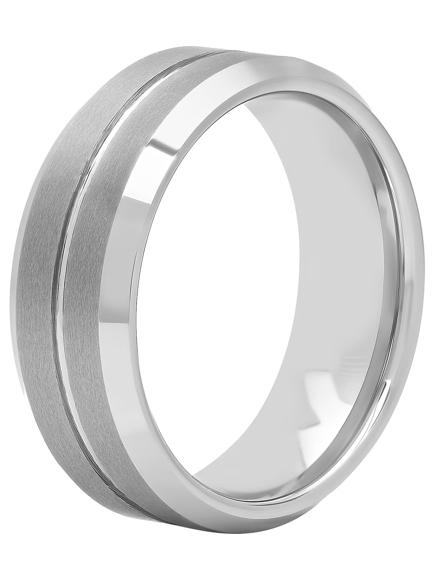 Men's Black Tungsten 8MM Grooved Comfort Fit Wedding Band by Fine Jewelry - Mens Ring