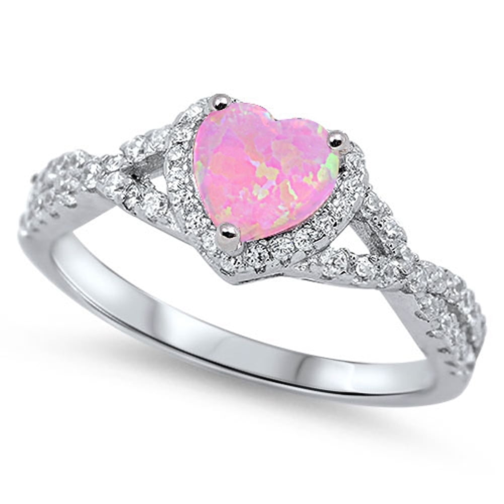 Heart Purple Simulated Amethyst Halo Infinity Knot Sterling Ring CZ Female Size 7