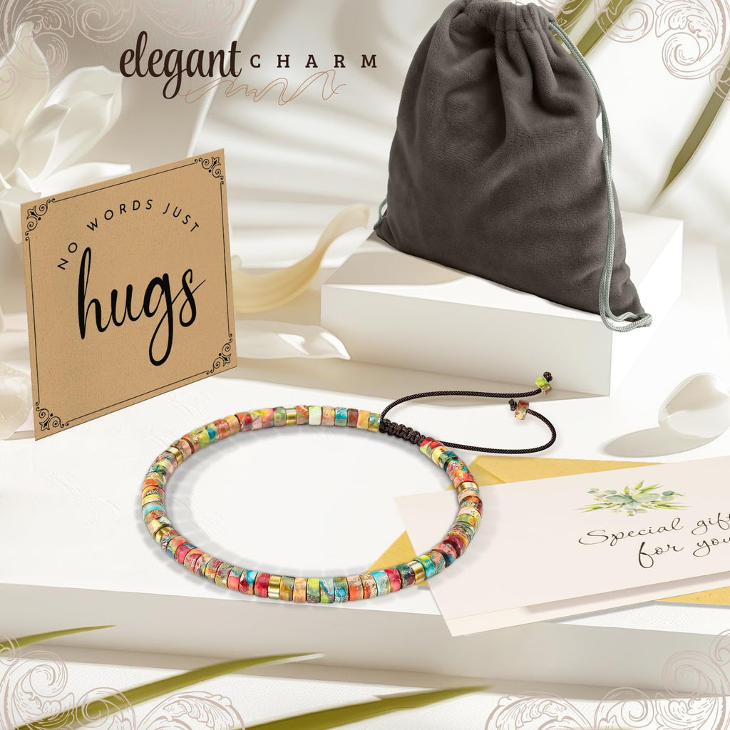 Inspirational Gifts Bracelets for Women - Healing Stone Bracelets - Cheer Up Appreciation for Teachers Women Friends Sister Bestie Coworkers Employees