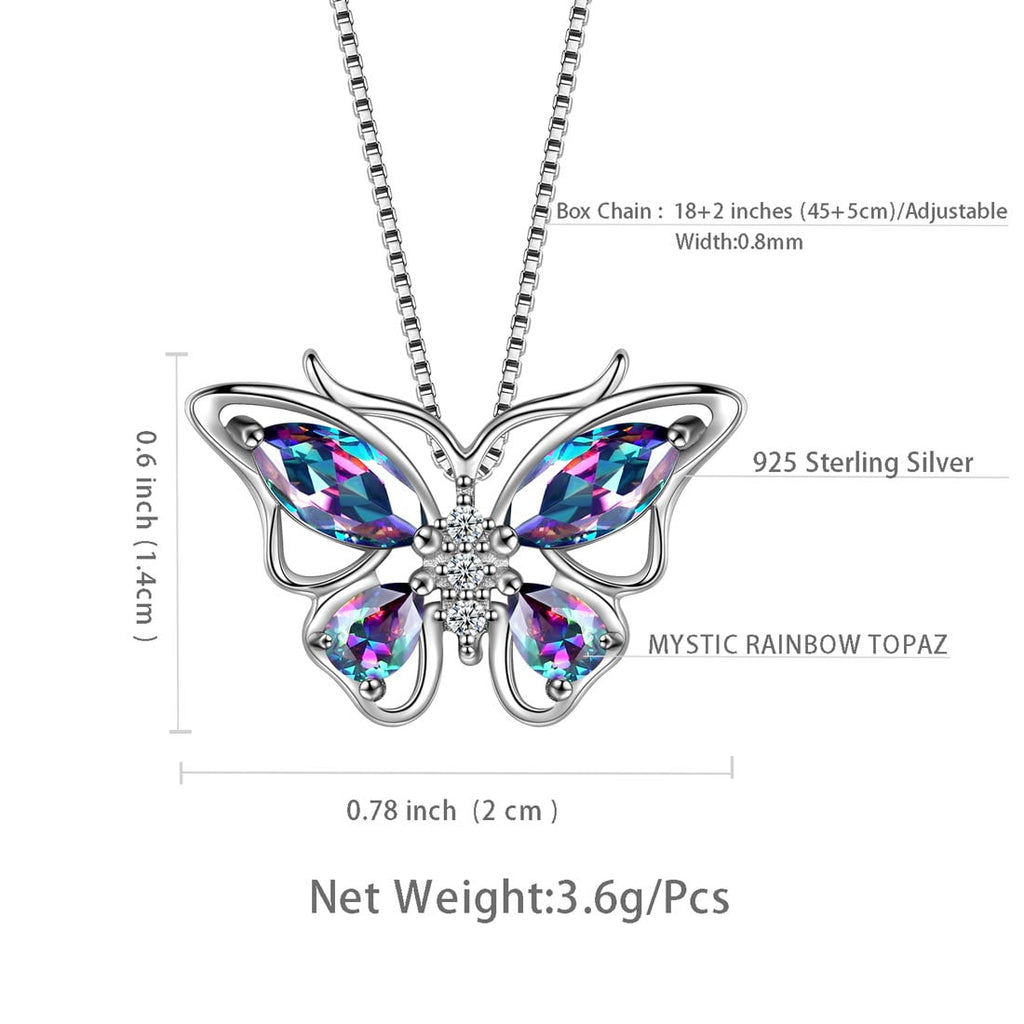 December Tanzanite Blue Butterfly Necklaces 925 Sterling Pendant Jewelry for Women Wife