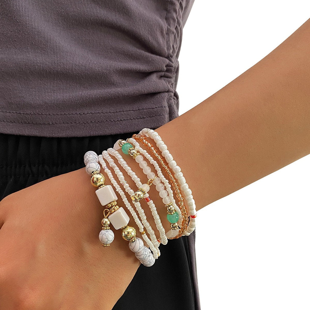 8 PCS Bohemian Women's Bracelet, Beaded Bracelet, Women's and Girls