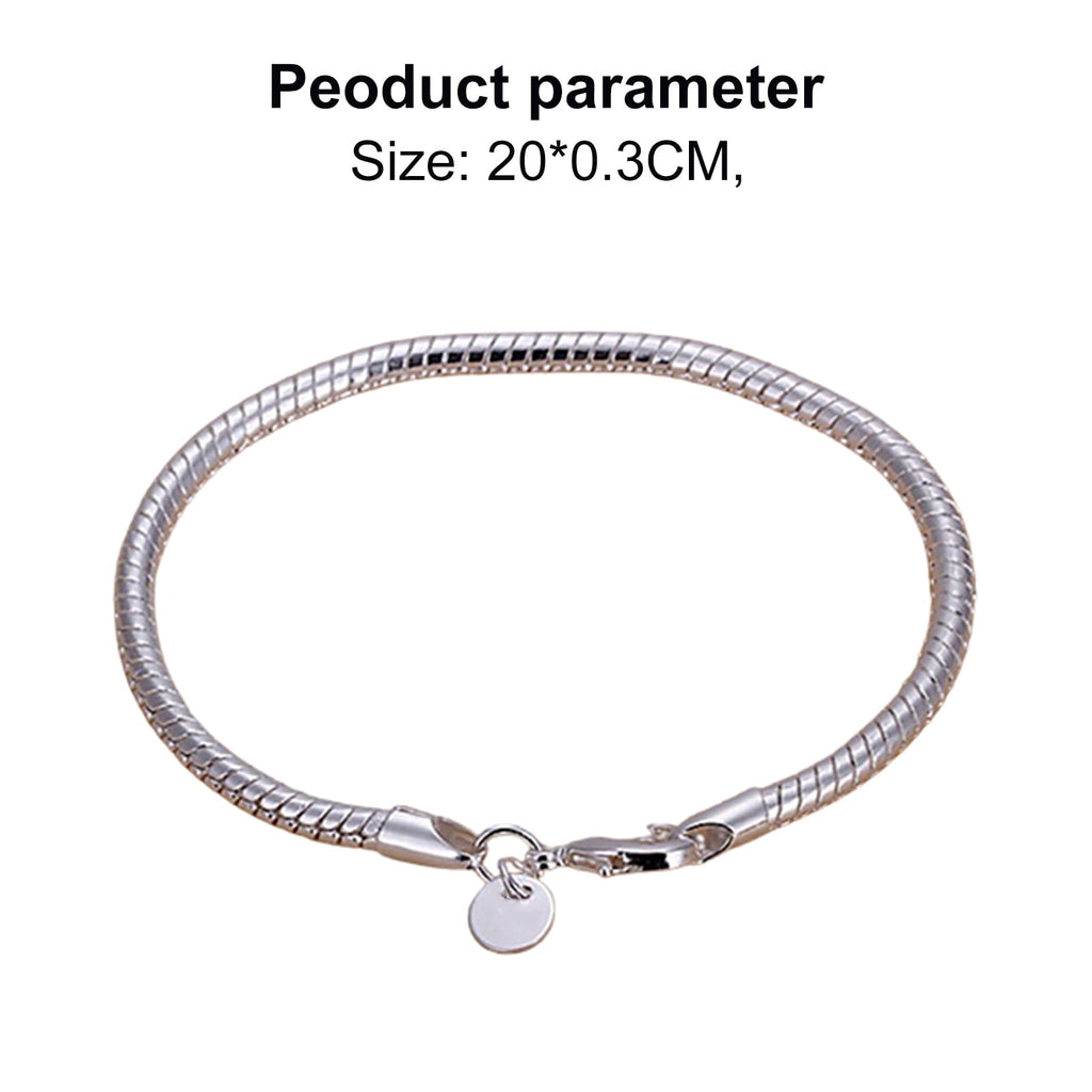 Women's 925 Sterling Bracelet Bangle Chain Banquet Jewelry