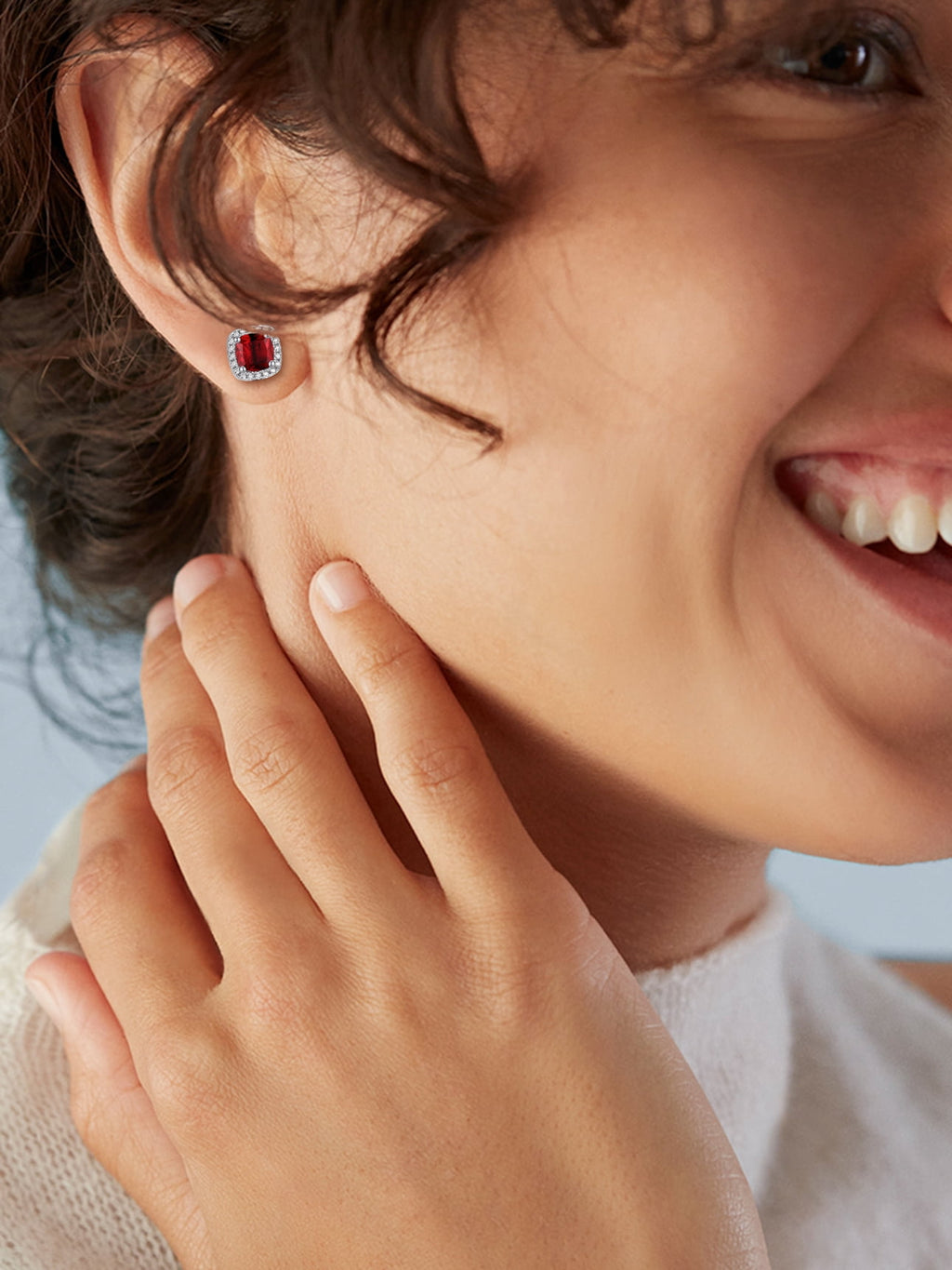 Stud Earrings for Women, 925 Sterling Heart Created Diamond Studs Earrings / Gifts - September