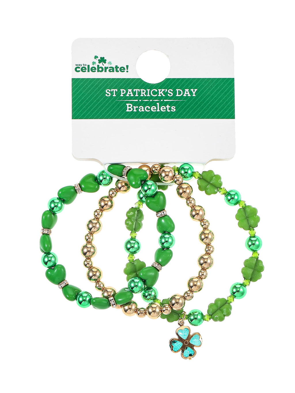 St. Patrick's Day Bead Stretch Bracelets, 3 Piece