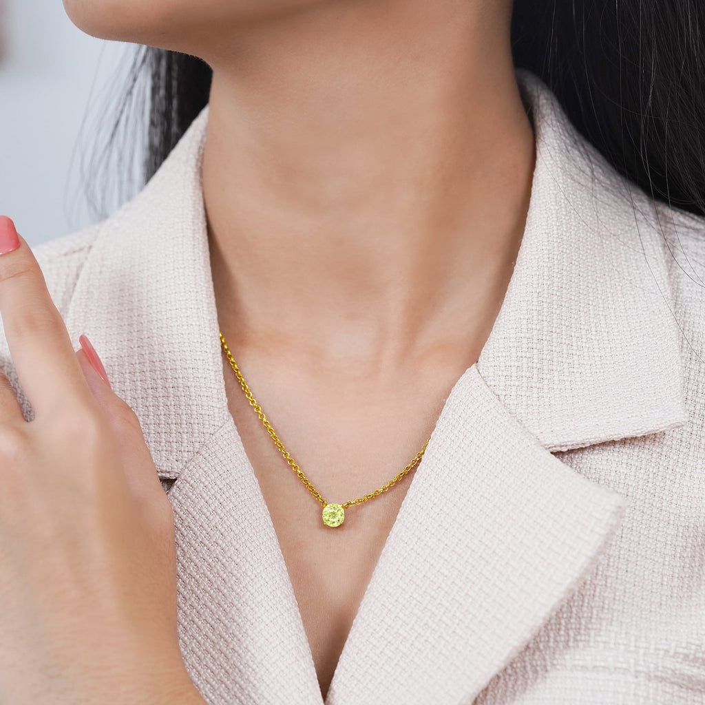 1 - April Solitaire Pendant Necklace in 18K White over , Female, Adult