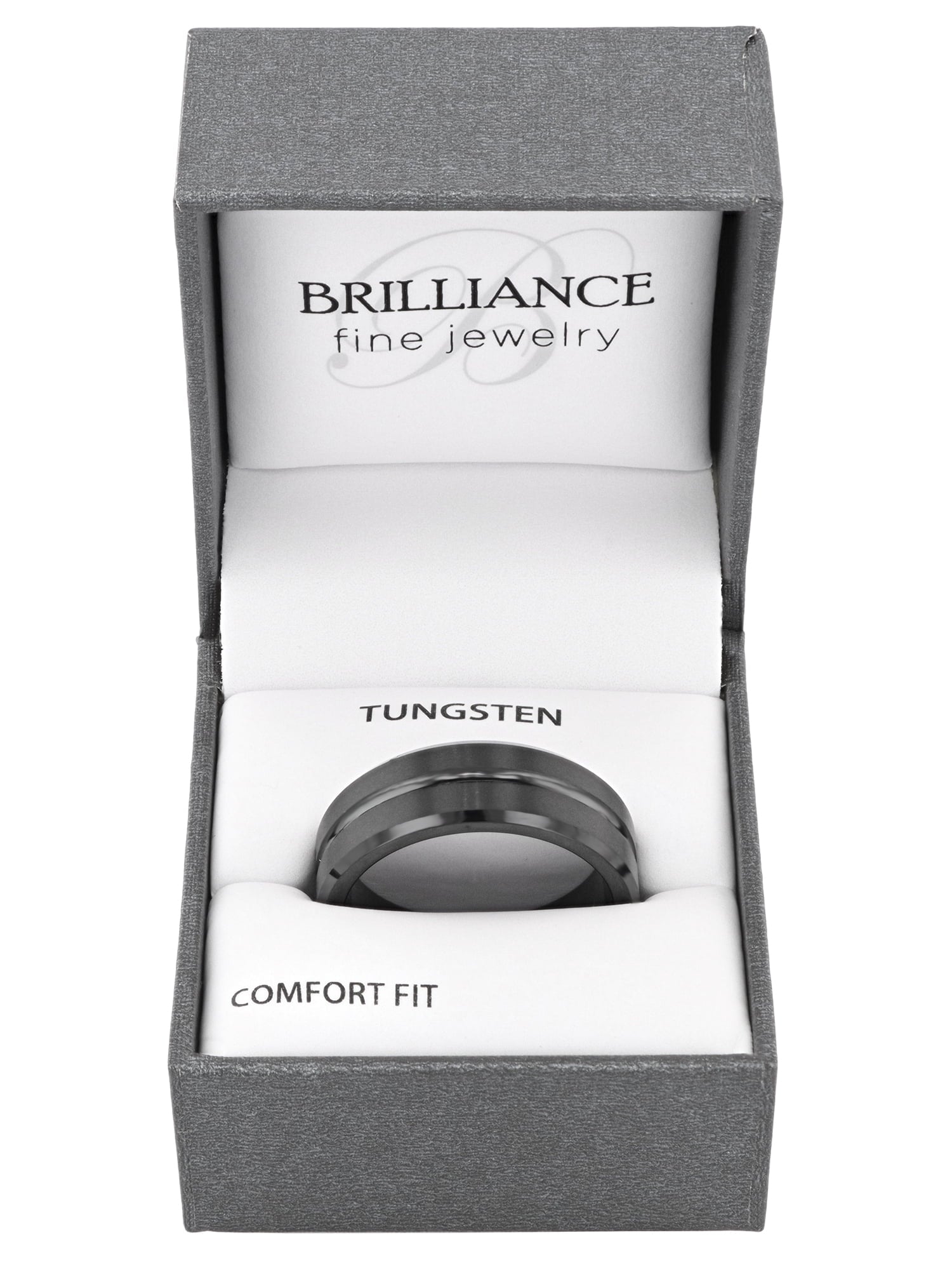 Men's Black Tungsten 8MM Grooved Comfort Fit Wedding Band by Fine Jewelry - Mens Ring