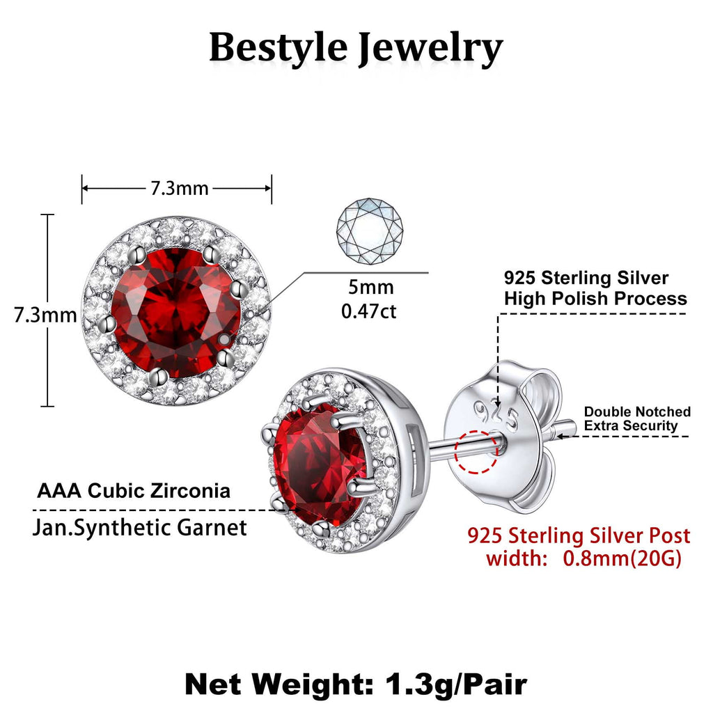 S925 Sterling Earrings Created Pink Tourmaline Stud Earrings October Round Jewelry Gifts for Valentines Day