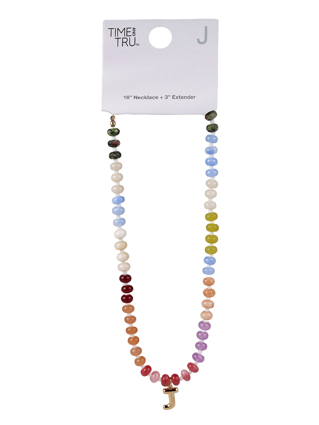 Goldtone Multicolored Bead Initial "A" Necklace