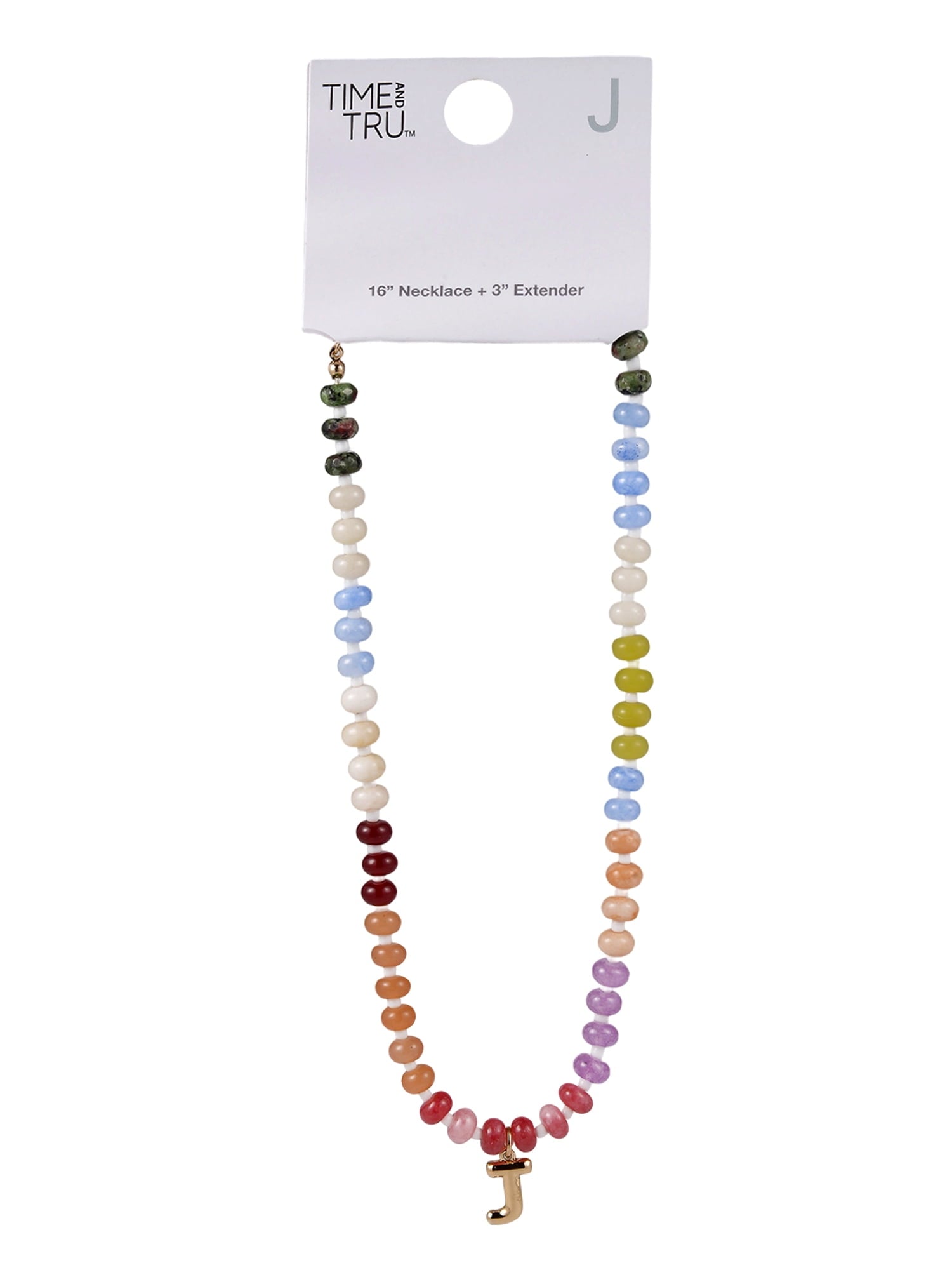 Goldtone Multicolored Bead Initial "A" Necklace