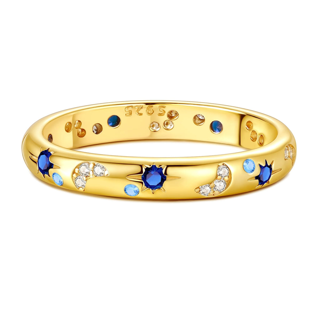Starry Night 925 Sterling Finger Ring Blue AAA CZ For Women Jewelry