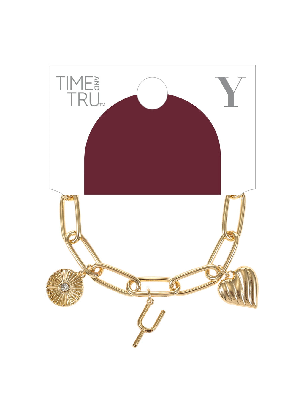 Goldtone Initial Charm Bracelet, Initial J