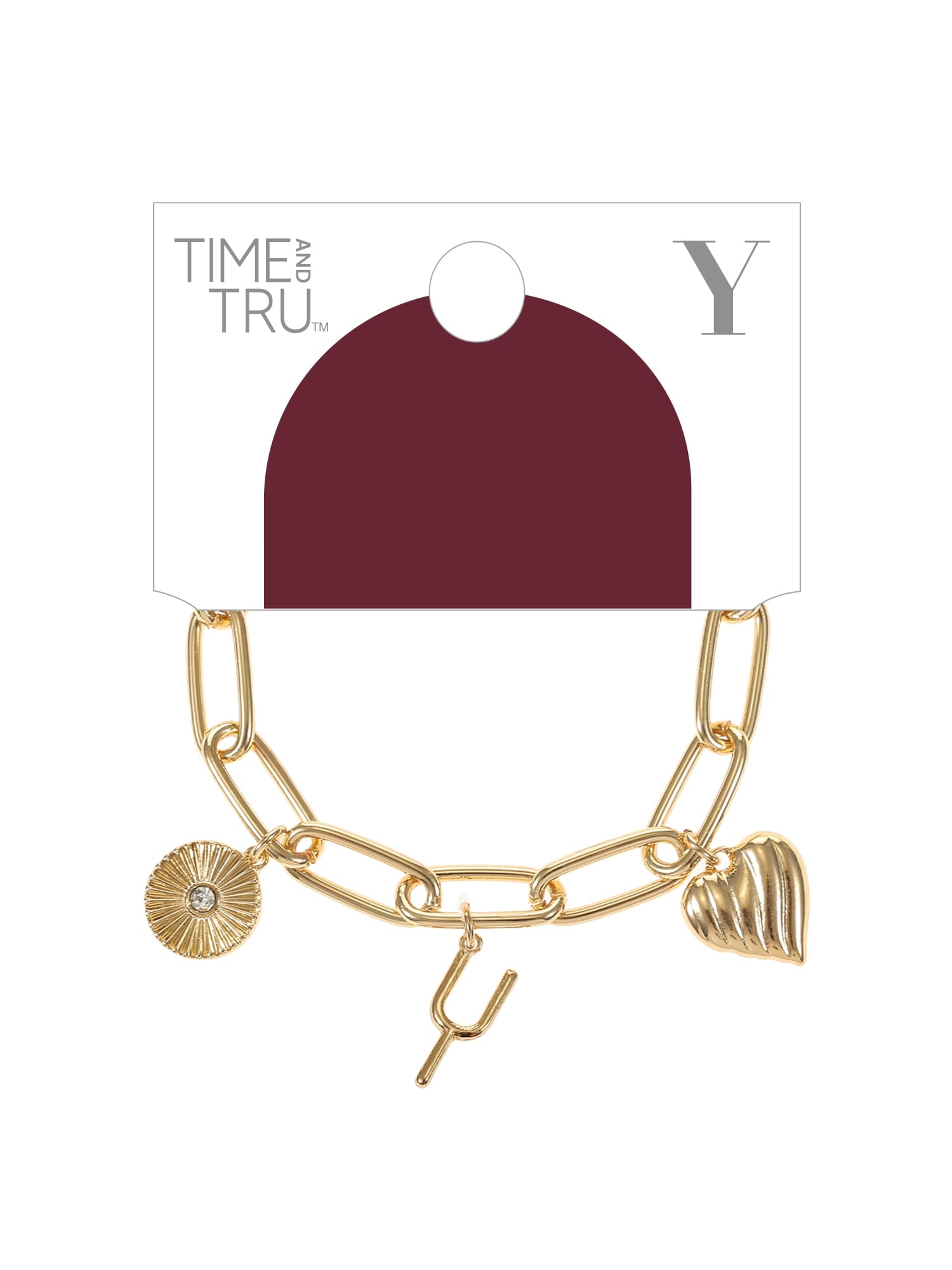 Goldtone Initial Charm Bracelet, Initial J
