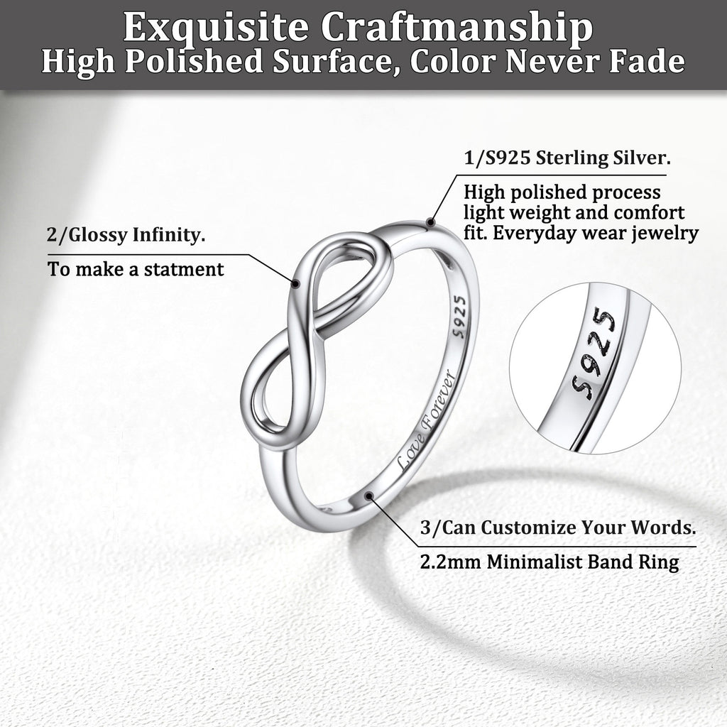 Created Diamond Engagement Rings for Women 925 Sterling Infinity Wedding Band Gifts Size 4-12
